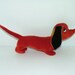 Vintage Merrythought red velvet sausage dog dachshund soft toy plush teddy collectable