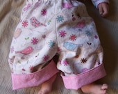 Reversible pink birds Flannel baby pants