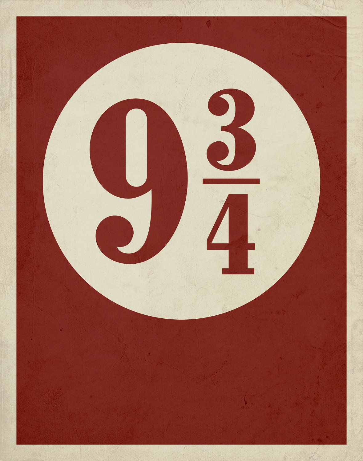 Harry Potter Minimalist Poster // Platform 9 3/4 with Distressed Effect 11" x 14" Poster Print // Typography Art