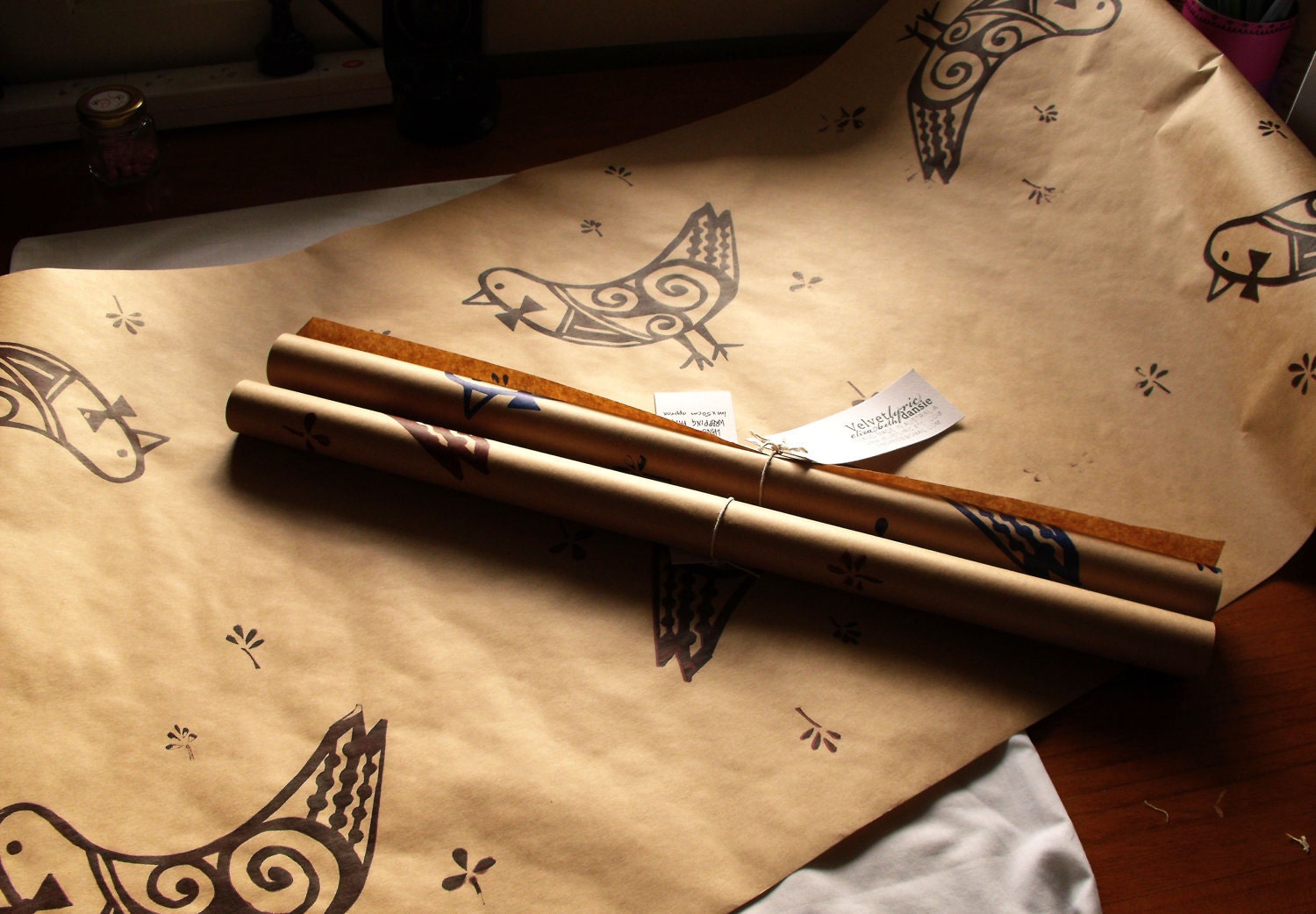 screen printed wrapping paper