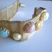 Vintage Mesh Metal Bracelet with Multi Color Cabochons