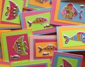 Fish or dog Mini Cards (set of 5) neon