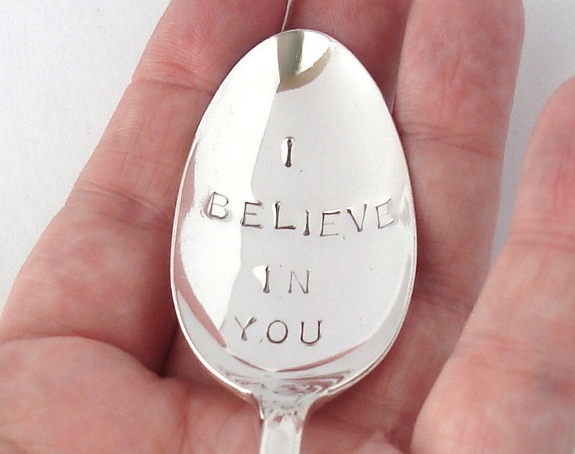 The Inspirational Spoon, Hand Stamped Vintage Silverplated