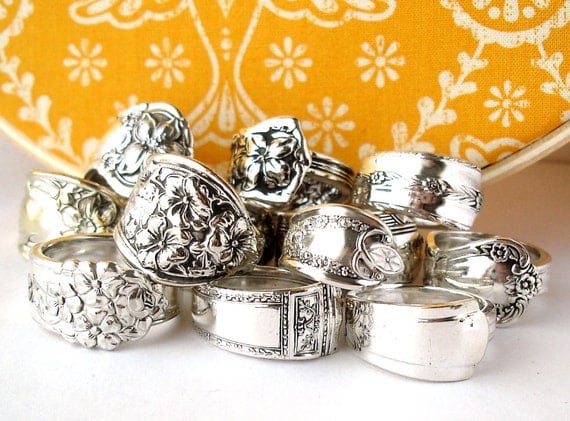 Wholesale Lot of 12, Silverplated Vintage Spoon Rings