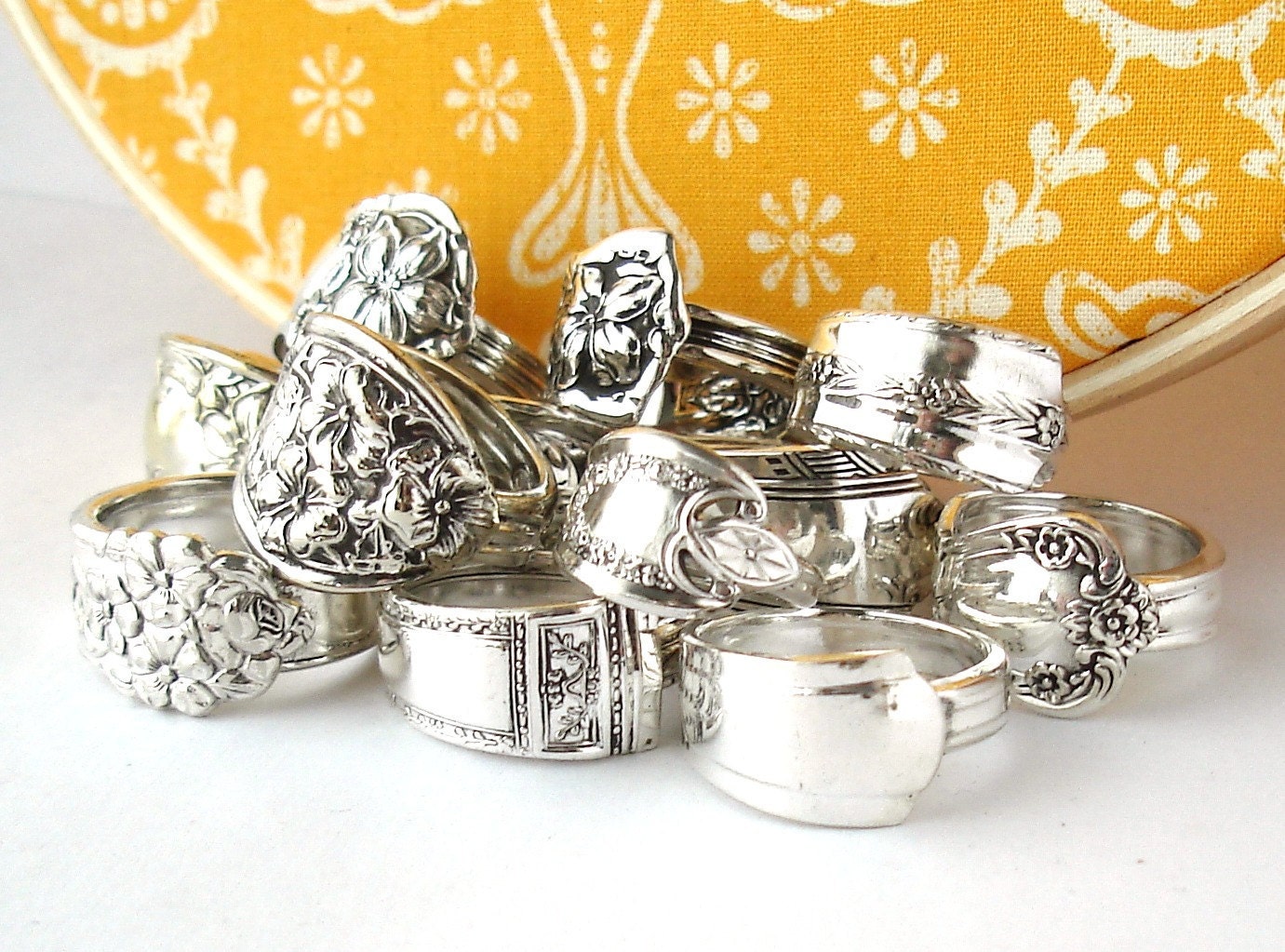 Wholesale Lot of 12, Silverplated Vintage Spoon Rings