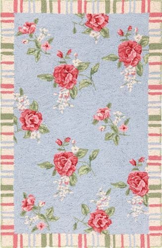 Lovely shabby blue & pink dollhouse miniature rug carpet 3x5"
