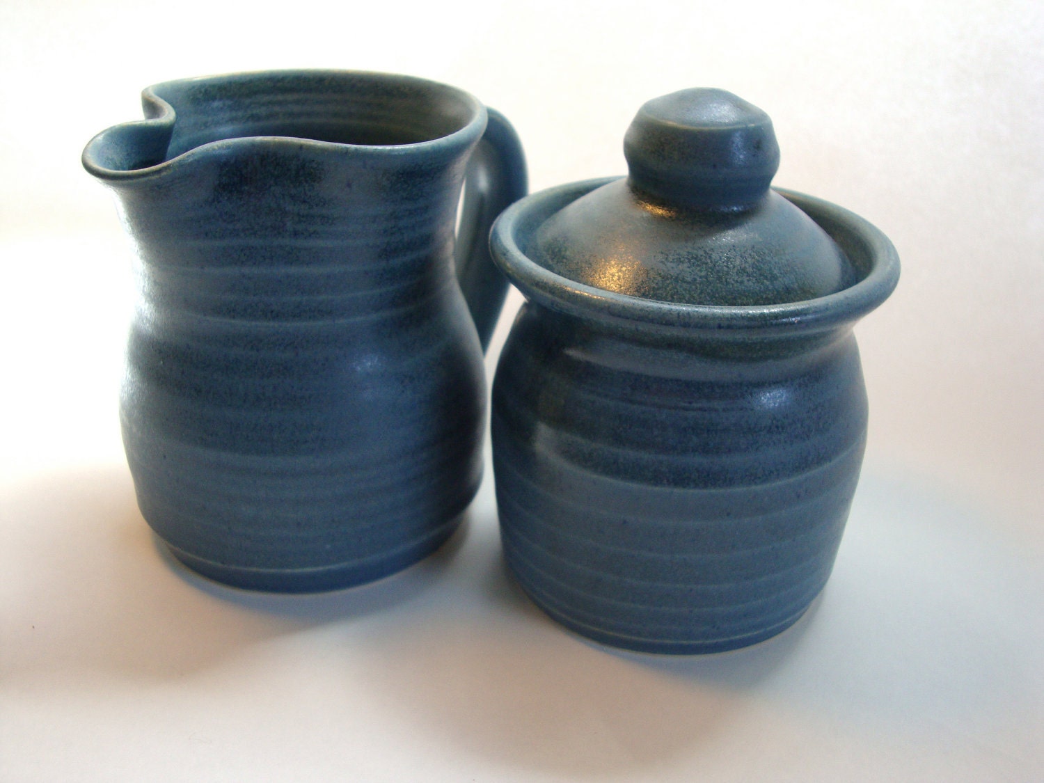Cream and Sugar Set Denim Glaze in stock ready to ship