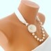 Bridal necklace vory organza rose and ivory pearl handmade wedding necklace wedding jewelry bridesmaid gifts
