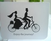 Black and White Bride and Groom Tandem Bike Silhouette Card - IndelibleImpressions