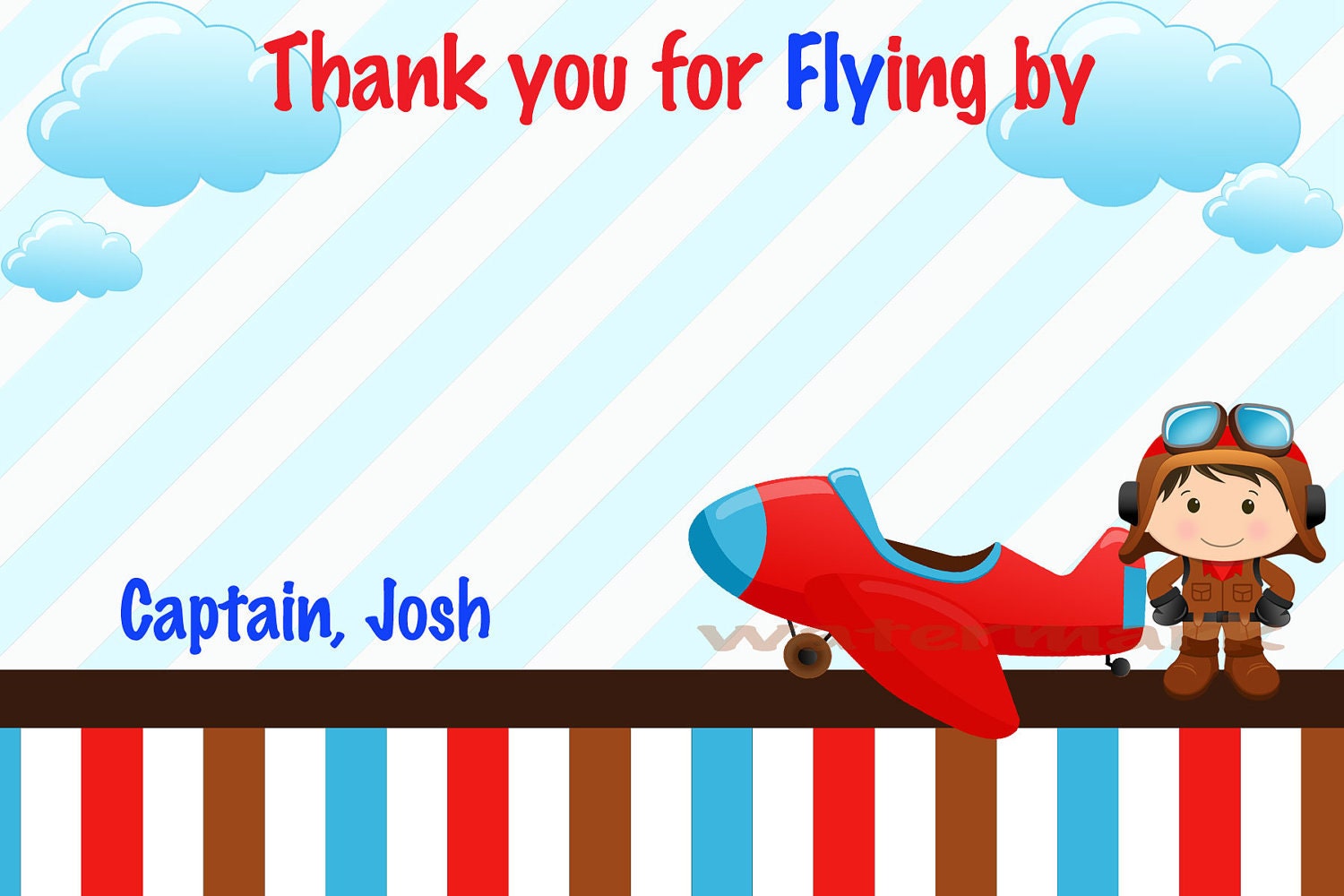 Pilot thank you cards-DIY VERSION, lil pilots, airplane birthday, airplane invitation, invites