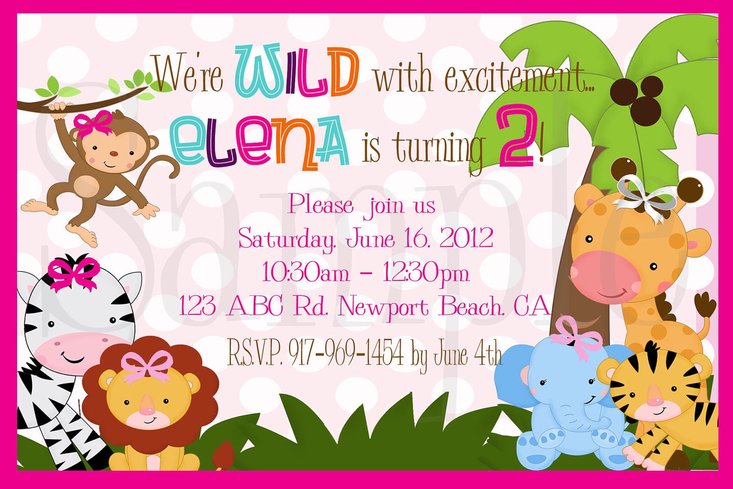 Safari Animal Invitations DIY, Personalized, zoo animals, zoo invitations, Wild animals
