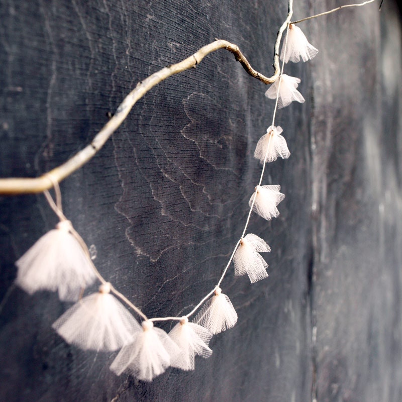 flower tulle garland - in powder pink - home and garden decor
