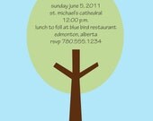 Custom Modern Christening Baptism Baby Bird Tree Invitation - DIY Printable Birthday Party Digital Invite
