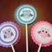 Cupcake Toppers: Girl Owls in Pink, Purple & Teal - Baby Shower Decorations