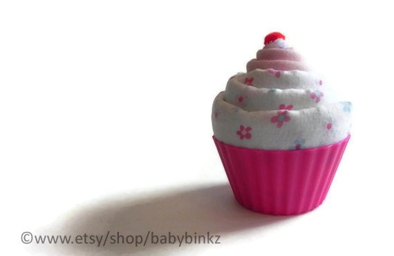 Jumbo Baby Cupcake - Receiving Blanket, Burp Cloth & Infant Washcloth baby shower gift cute unique girl boy neutral