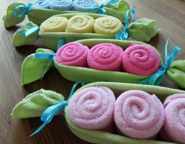 Baby Washcloth Pea Pod - Unique Baby Shower Gifts and Favors infant washcloth cute boy girl neutral