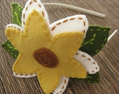 Sunrise Felt fabric flower with beaded center- eco chic
