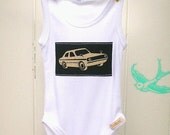 Boys Classic Car Bodysuit Onesie Playsuit Echino Fabric Applique
