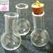 5 Five Miniature Glass Bottle Round Flask Pendants with Corks and Eyelet Screw - Vials for Apothecary, Witch, love, poison, potions