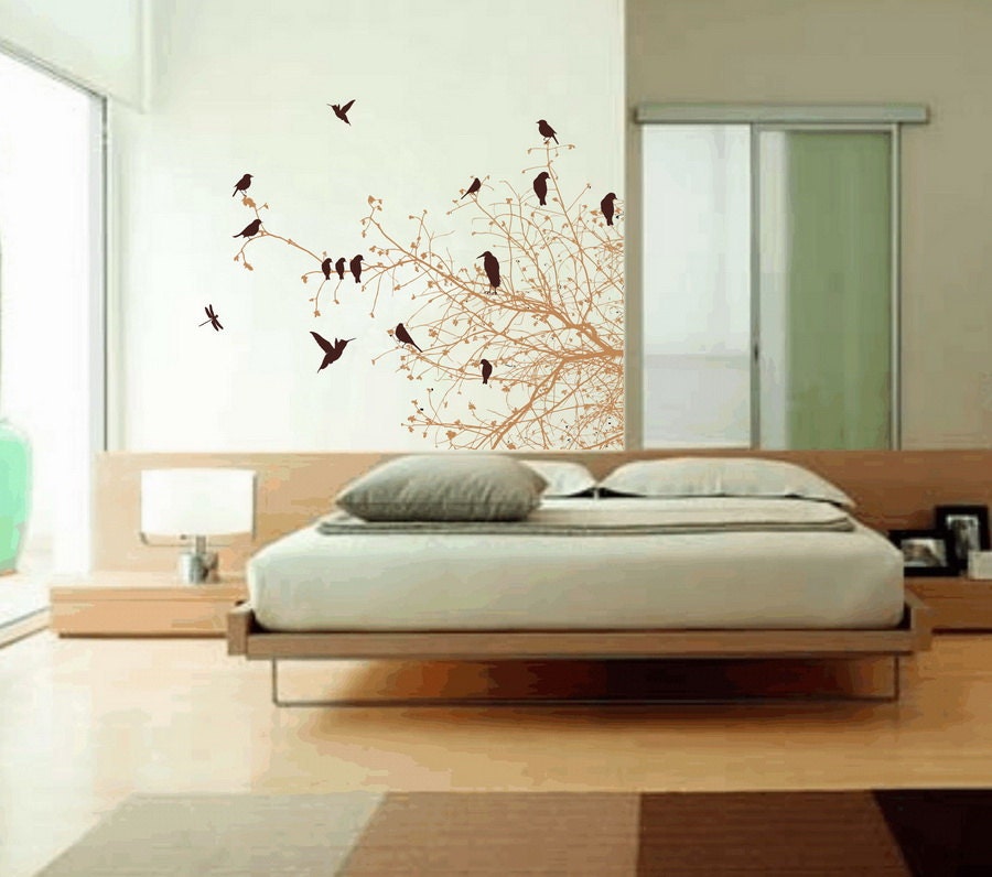 Tree Branches and Birds Right Sided Vinyl Wall Decal 22113