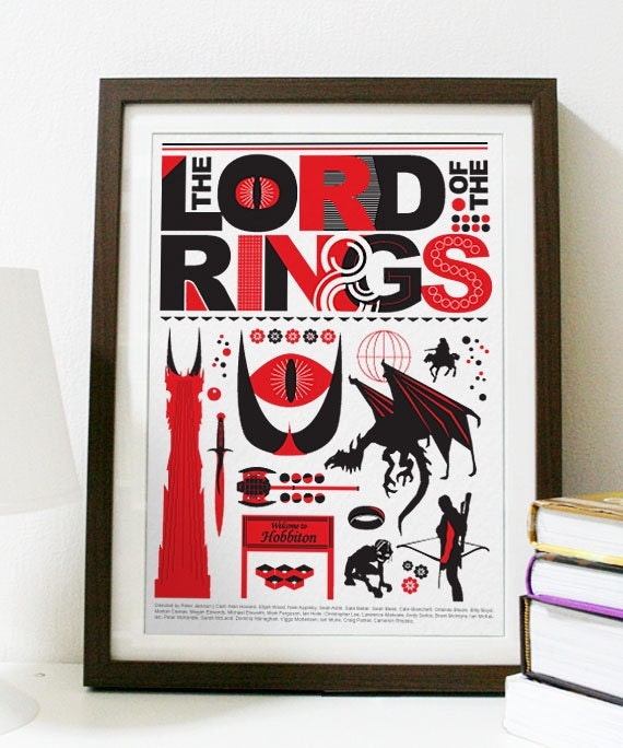 The Lord of the Rings - Red and Black Poster A3 Print