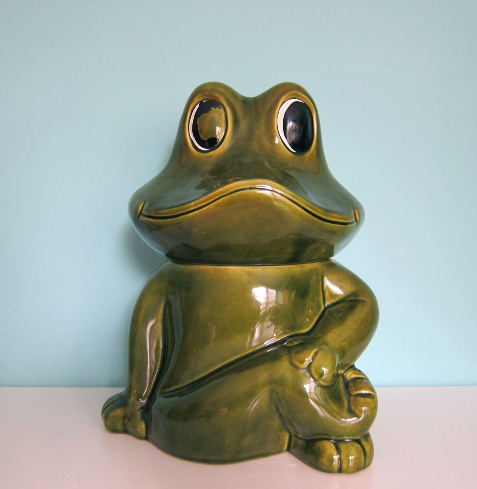 Frog Cookie Jar Neil The Frog by RetroGirlRedux on Etsy