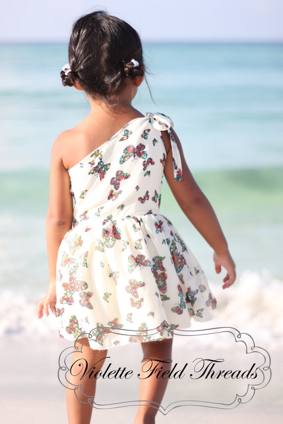 Stella One-Shoulder Dress PDF  Pattern Tutorial, sizes 2-10 years included