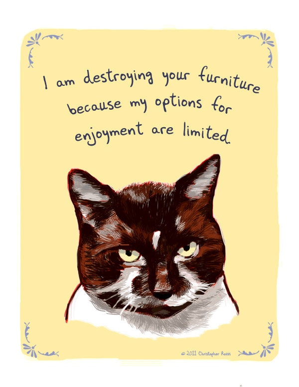 Megan's Cat 5x7 Print of Original Painting with phrase