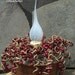 Country Lite - Rustic Tin Tub with Electric Candle and Burgundy Pip Berries