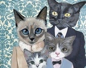 Family Portrait I - Cats In Clothes - Fine Art Print by Heather Mattoon