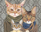 Family Portrait II - Cats In Clothes - Fine Art Print by Heather Mattoon