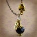 Draught of Living Death Potion Necklace Harry Potter Antique Gold Black Crystal
