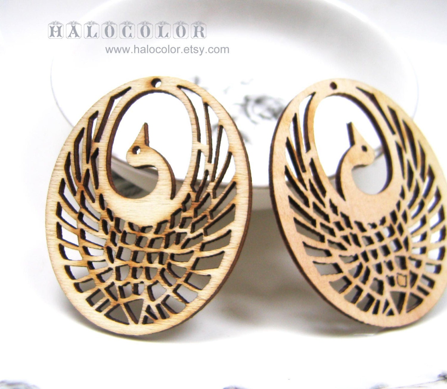 6 PCS - 45x55mm Pretty Nature Color Peacock Wooden Charm/pendant MH007 11
