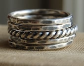 Twist Stacking Ring Set - Eco Friendly Recycled Sterling Silver - Custom Size