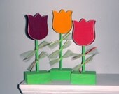Three wood Tulips - Distressed for sweet year round decor