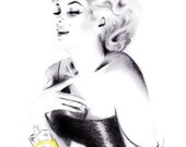 Pencil drawing - Portrait of Marilyn Monroe in Chanel No 5