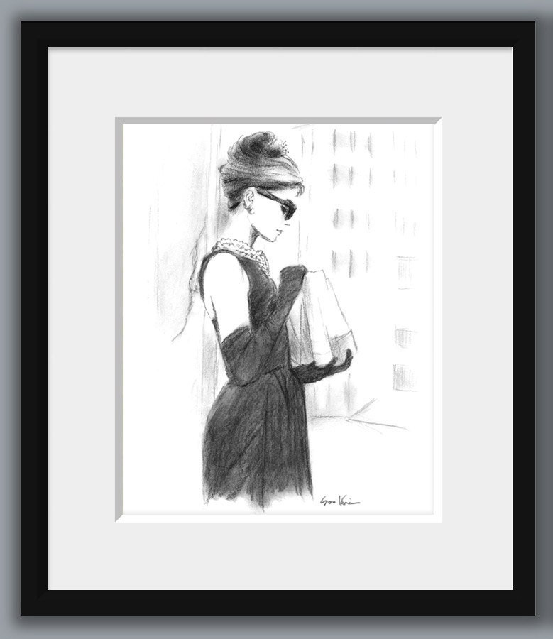 Charcoal Pencil Drawing - Audrey Hepburn Black and White