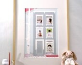 Little Brownstone Home is Where the Heart Is // Baby's First Year modern nursery art print & photo mat // pink gray children decor