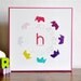 Eames Elephant Monogram Name Print 10x10 wood mounted mid century modern nursery wall art . magenta teal children decor