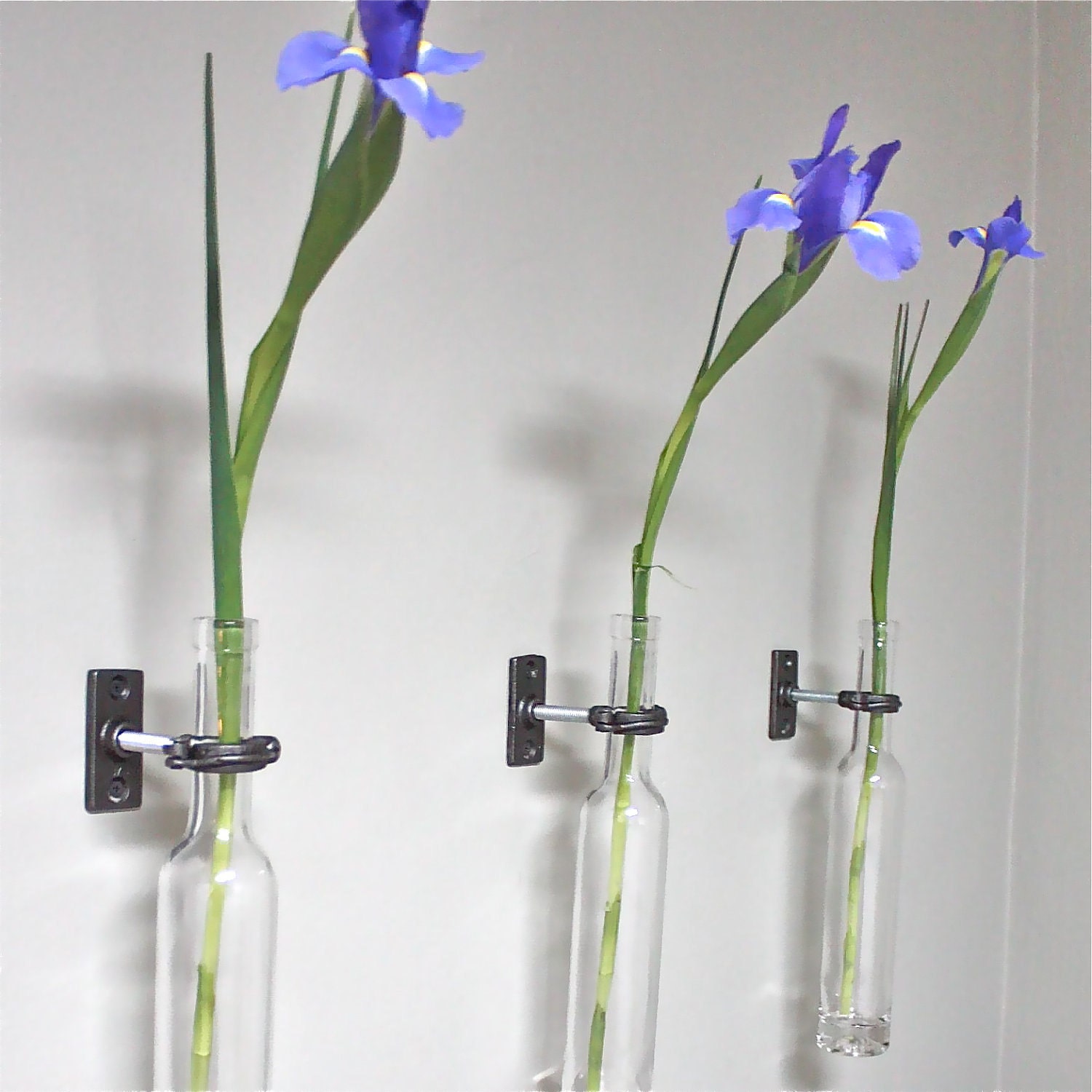 HARDWARE ONLY - 4 Wine Bottle Wall Flower Vase Kits - use your own vase - party favor - hostess gift