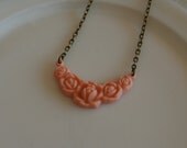 Petal Pink Vintage Rose Necklace -- Antique Gold