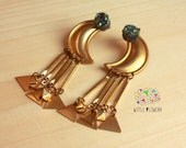 Druzy Moon Dangle Earrings