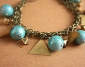 Iridescent Aqua Geometric Dangle Bracelet