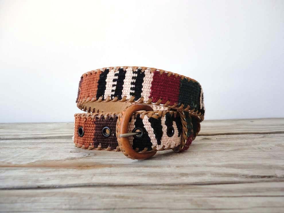 Handwoven Southwestern Cotton & Leather Belt