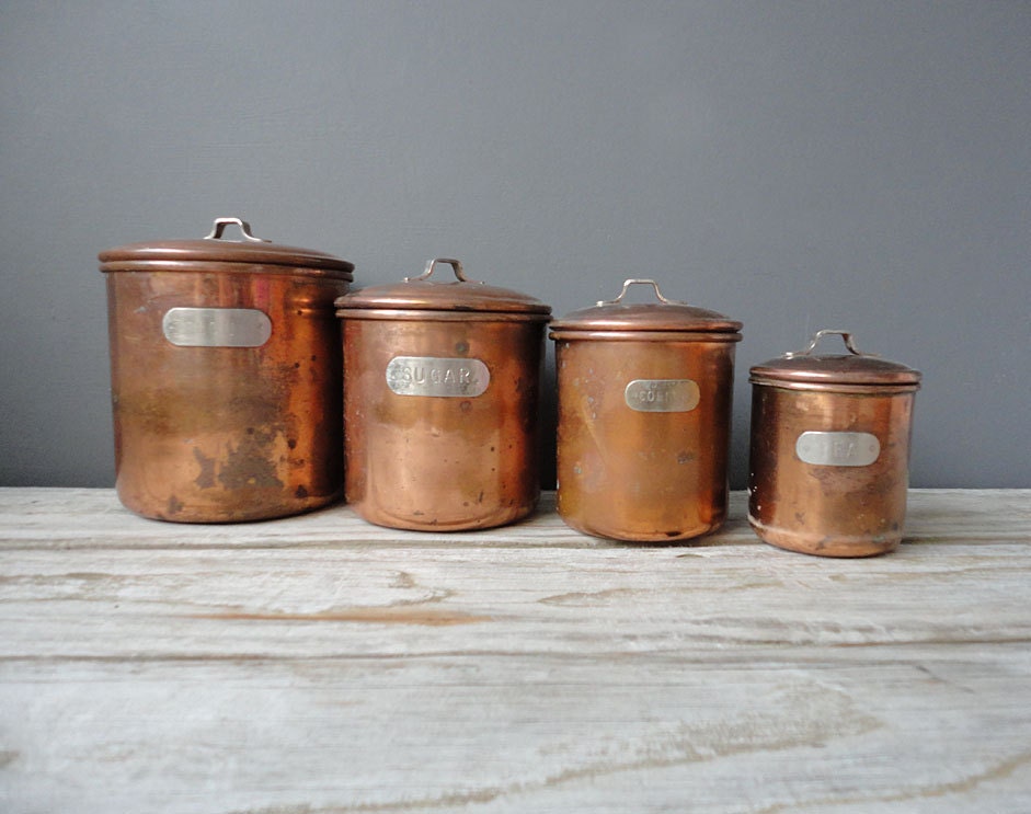 Set of Copper Nesting Kitchen Canisters