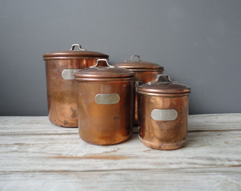 Set of Copper Nesting Kitchen Canisters