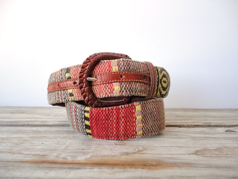 Handwoven Southwestern Cotton & Leather Belt