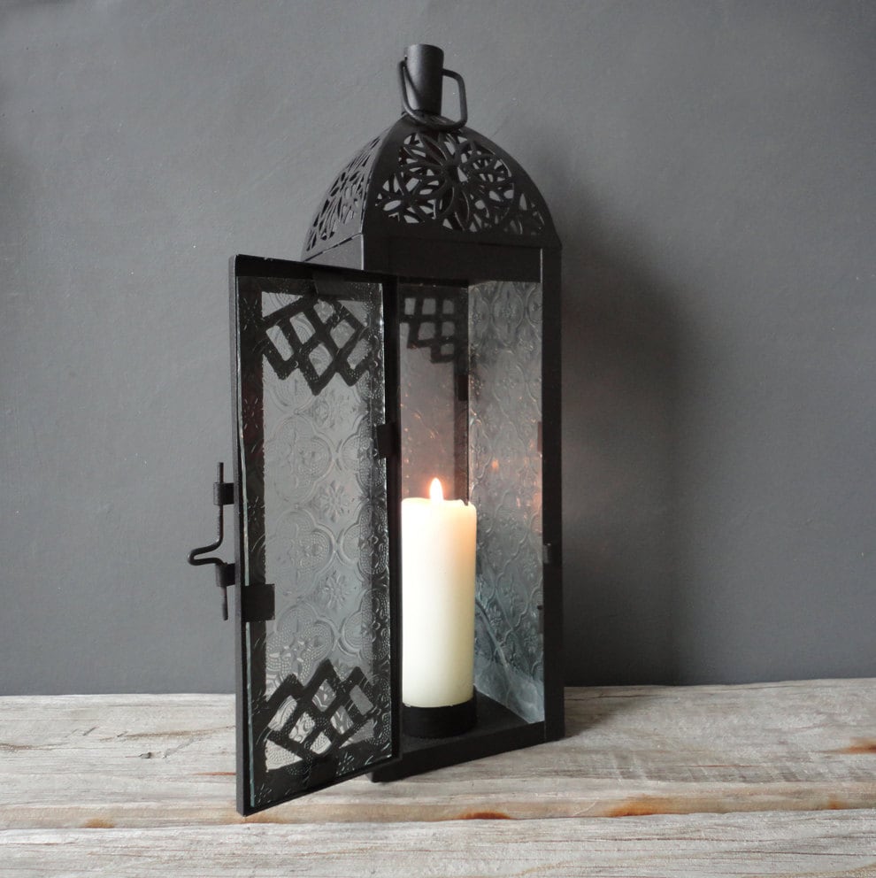 Tall Metal Candle Lantern by OceanSwept on Etsy
