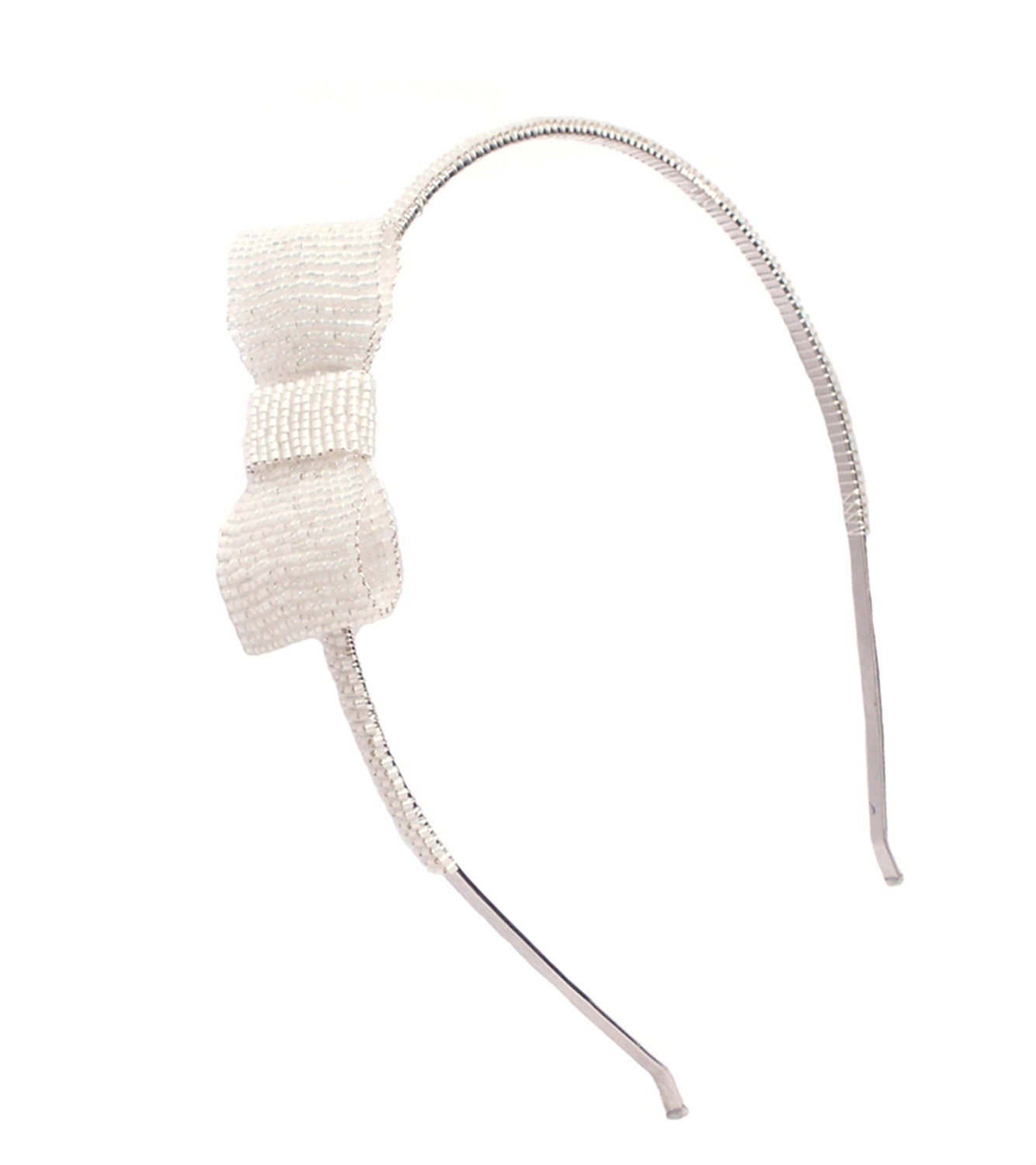 White Opal Beaded Bow Headband Bridal Wedding Bridesmaid - any colour