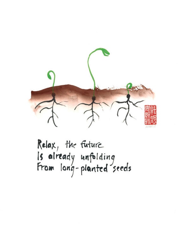 Zen affirmation - set of 6 greeting cards of seedlings - haiku and ...